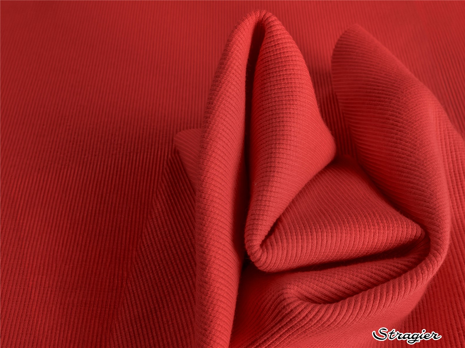 Bord Côte 2x2 - Coton BIO Stretch - Uni - Rouge Coquelicot 