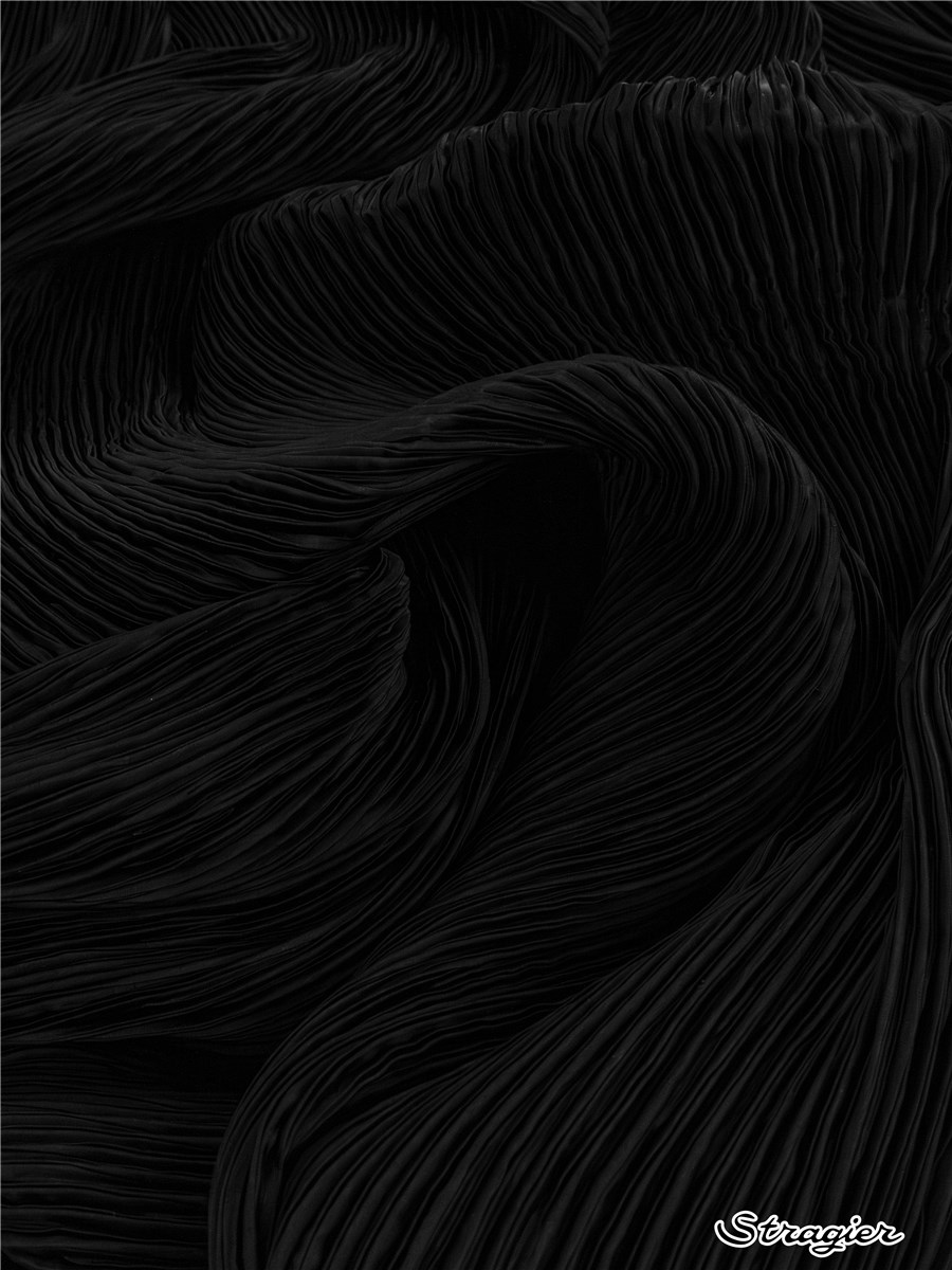 Plissé Fortuny - Satin Lavé - Uni - Noir 