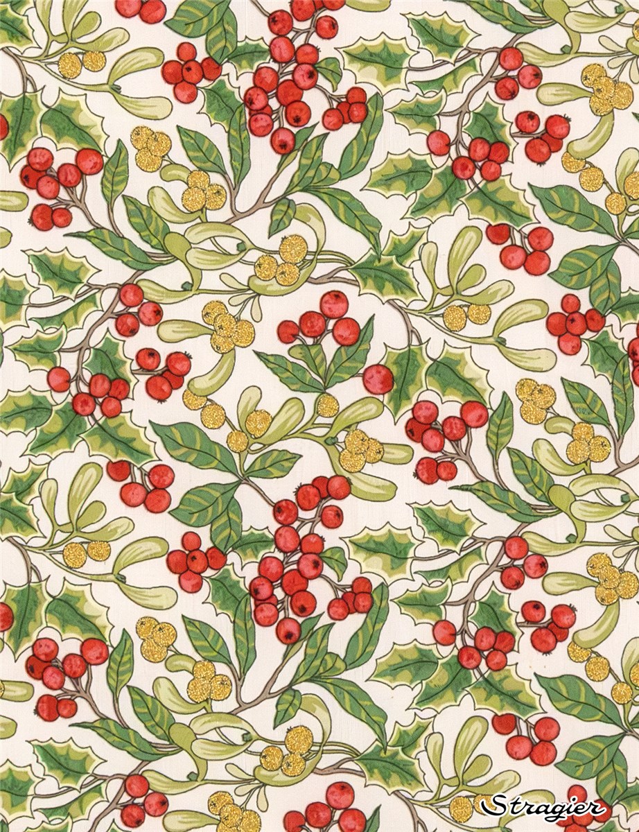 Liberty Tana Lawn - Yulletide Berry - Vert-Or irisé 