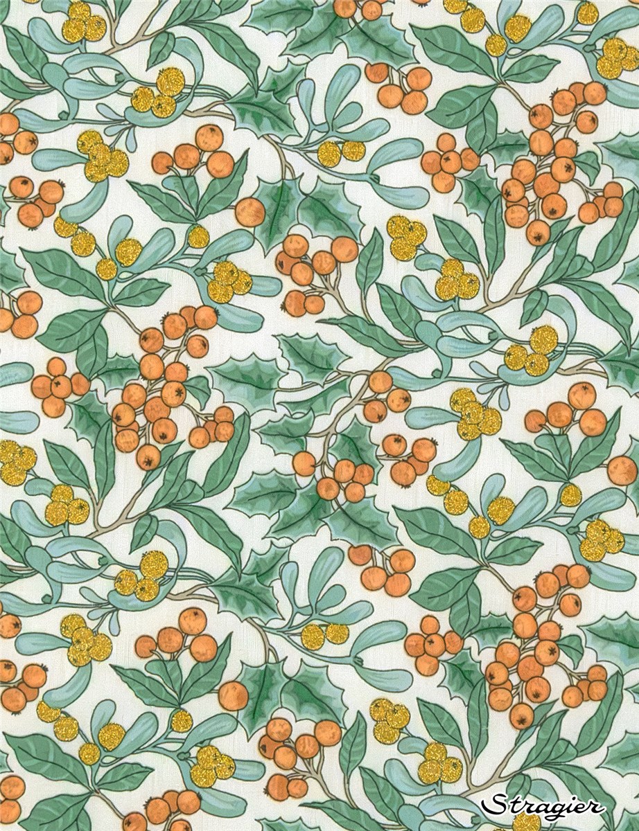 Liberty Tana Lawn - Yulletide Berry - Emeraude-Or irisé 