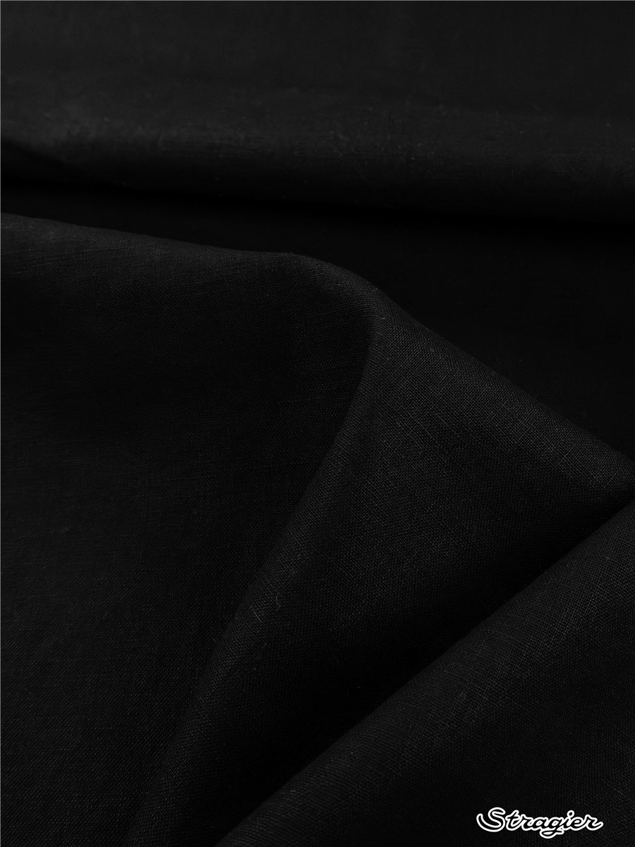 Fine toile de Lin lavé - Uni - Noir 