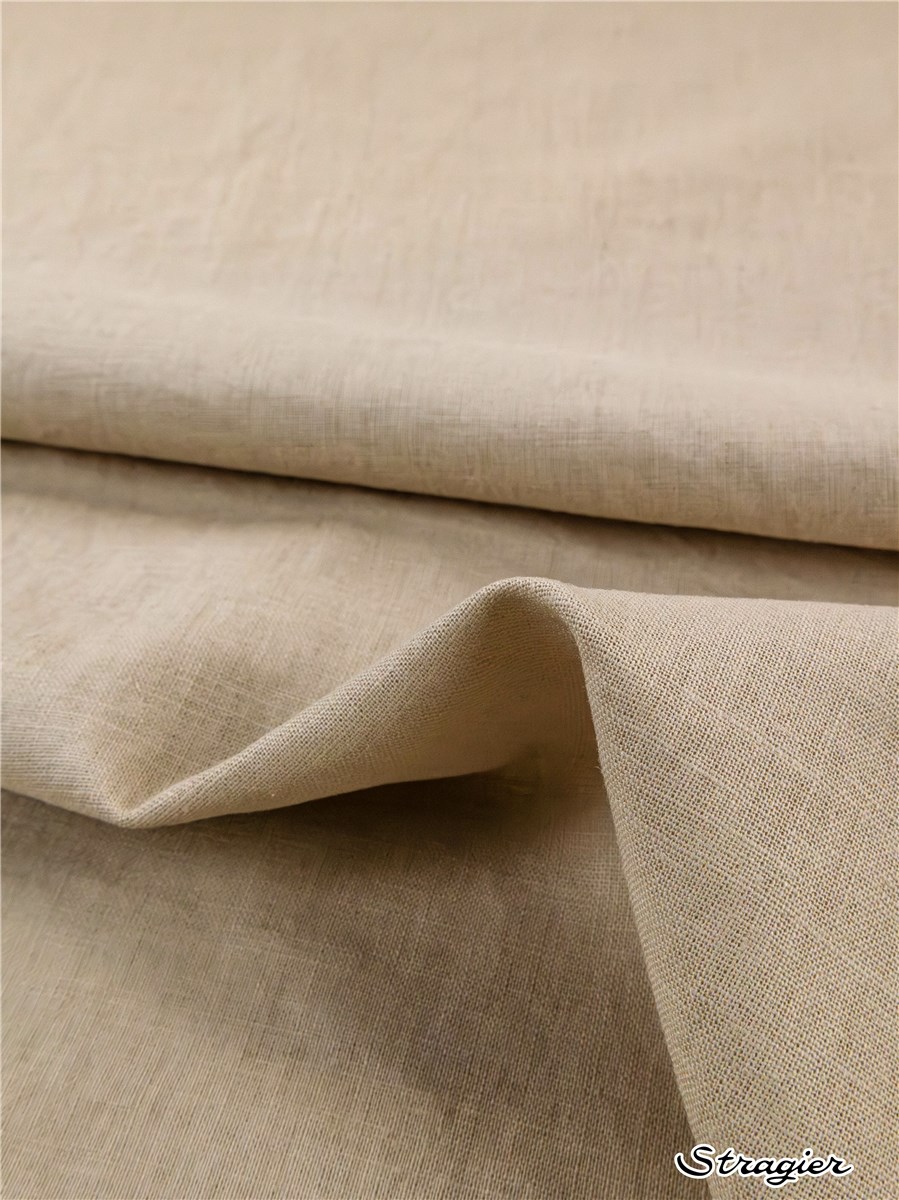 Fine toile de Lin lavé - Uni - Beige Saharienne 