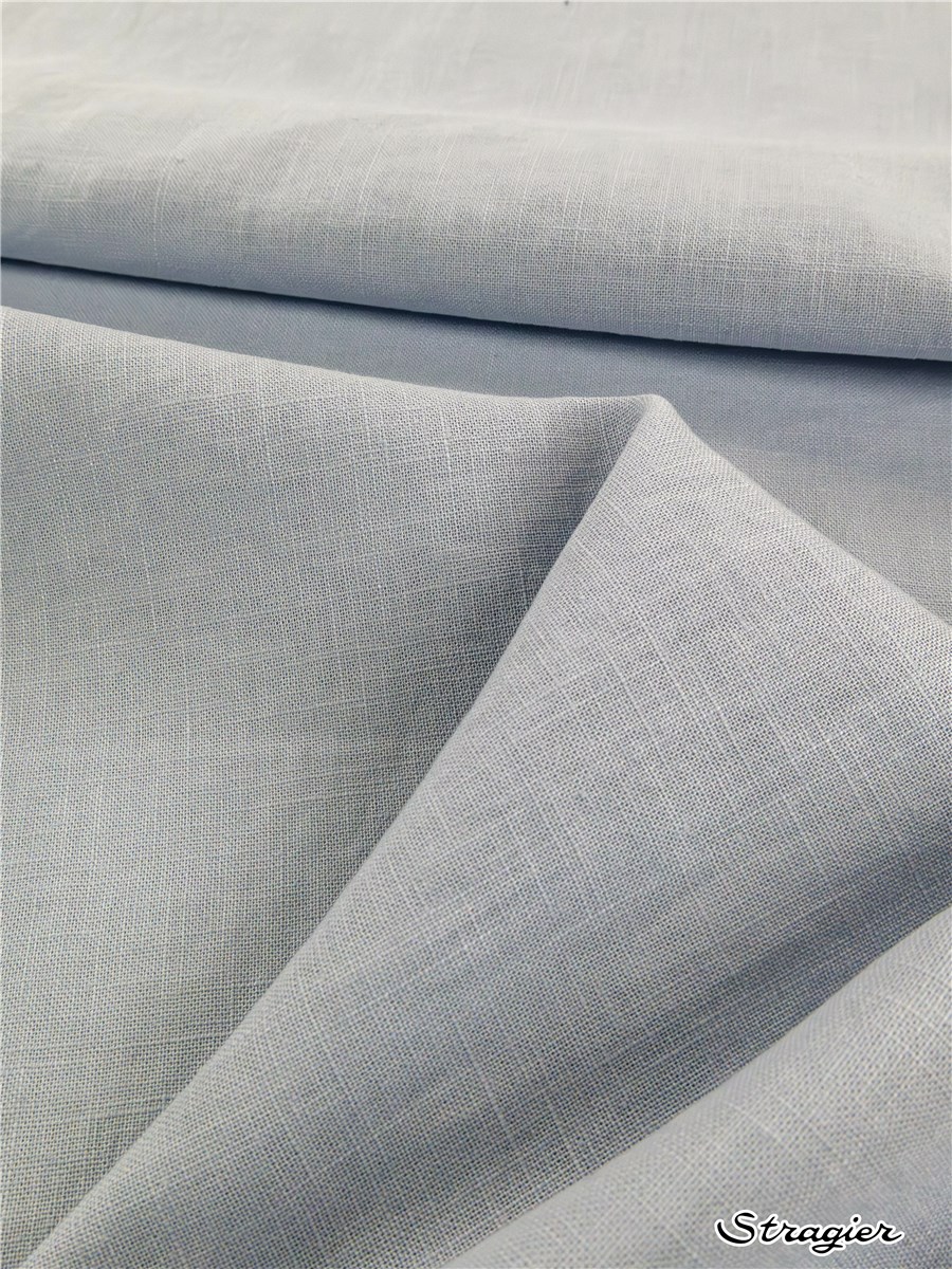 Fine toile de Lin lavé - Uni - Bleu Glacier 