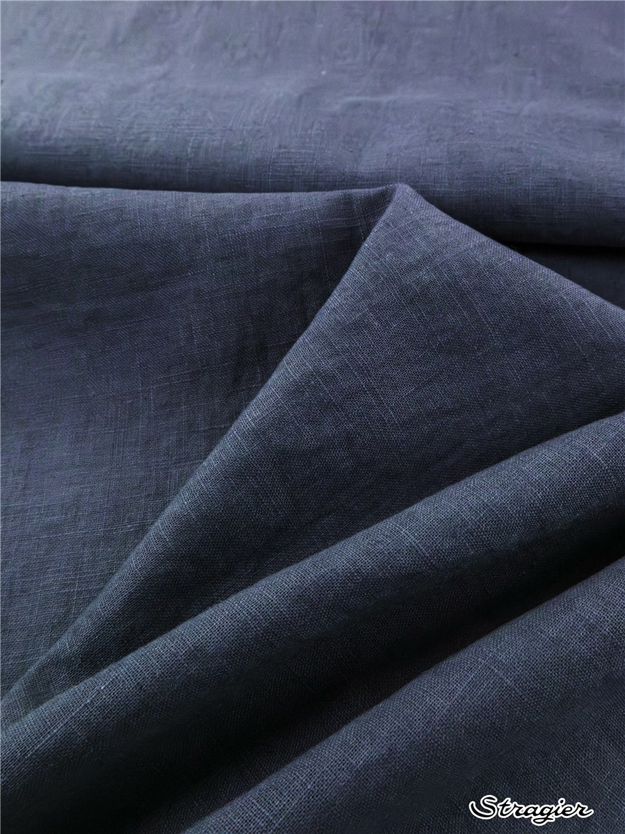 Fine toile de Lin lavé - Uni - Encre bleu gris 