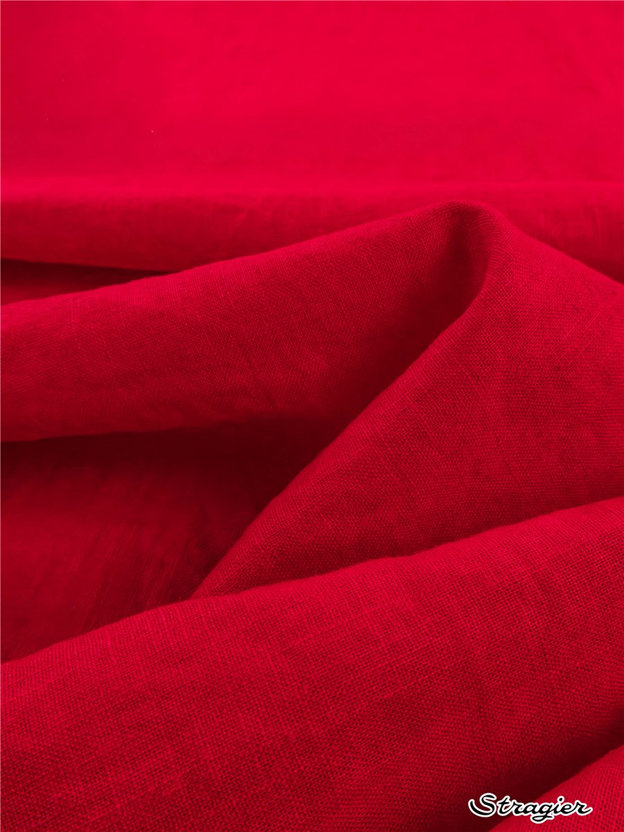 Fine toile de Lin lavé - Uni - Rouge 