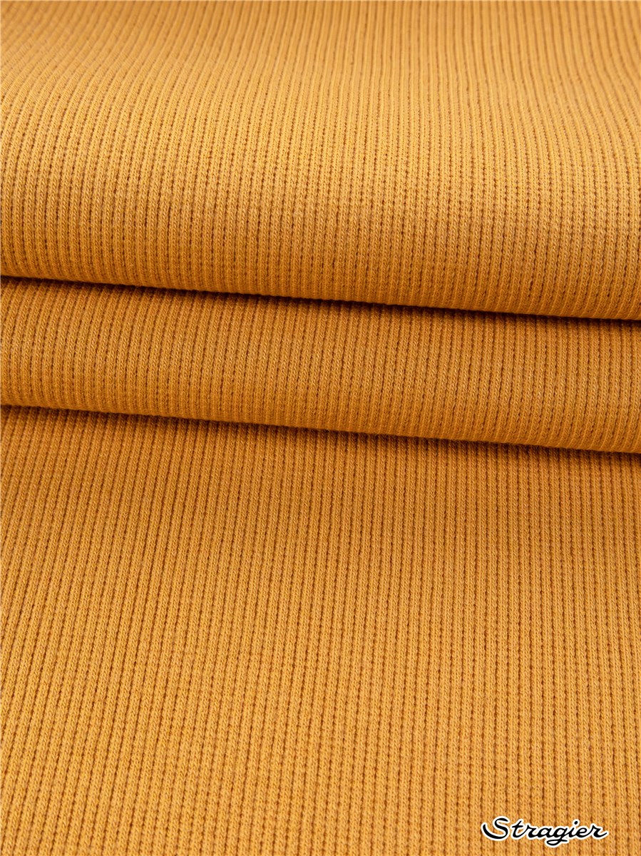 Bord Côte 2x2 - Coton BIO Stretch - Uni - Safran 