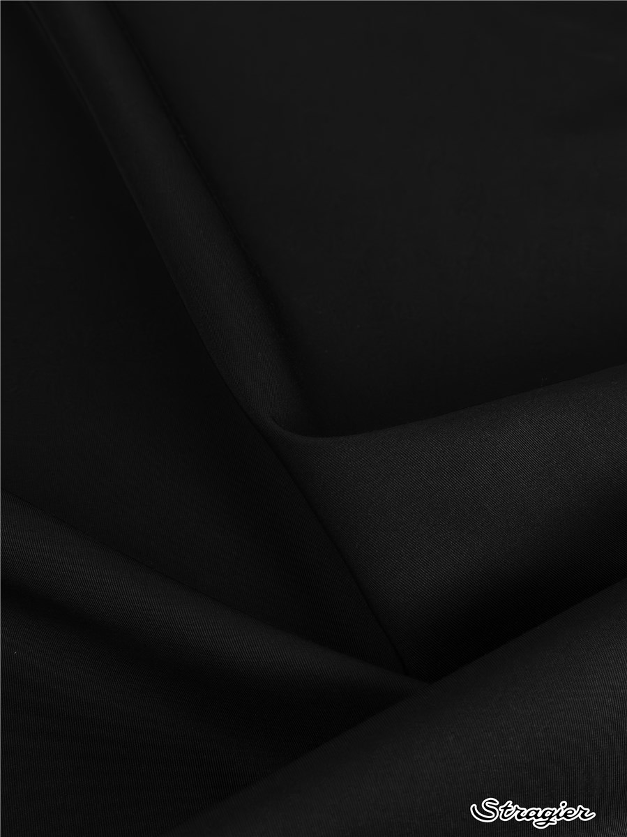 Sergé déperlant - coton-microfibres - uni - Noir 
