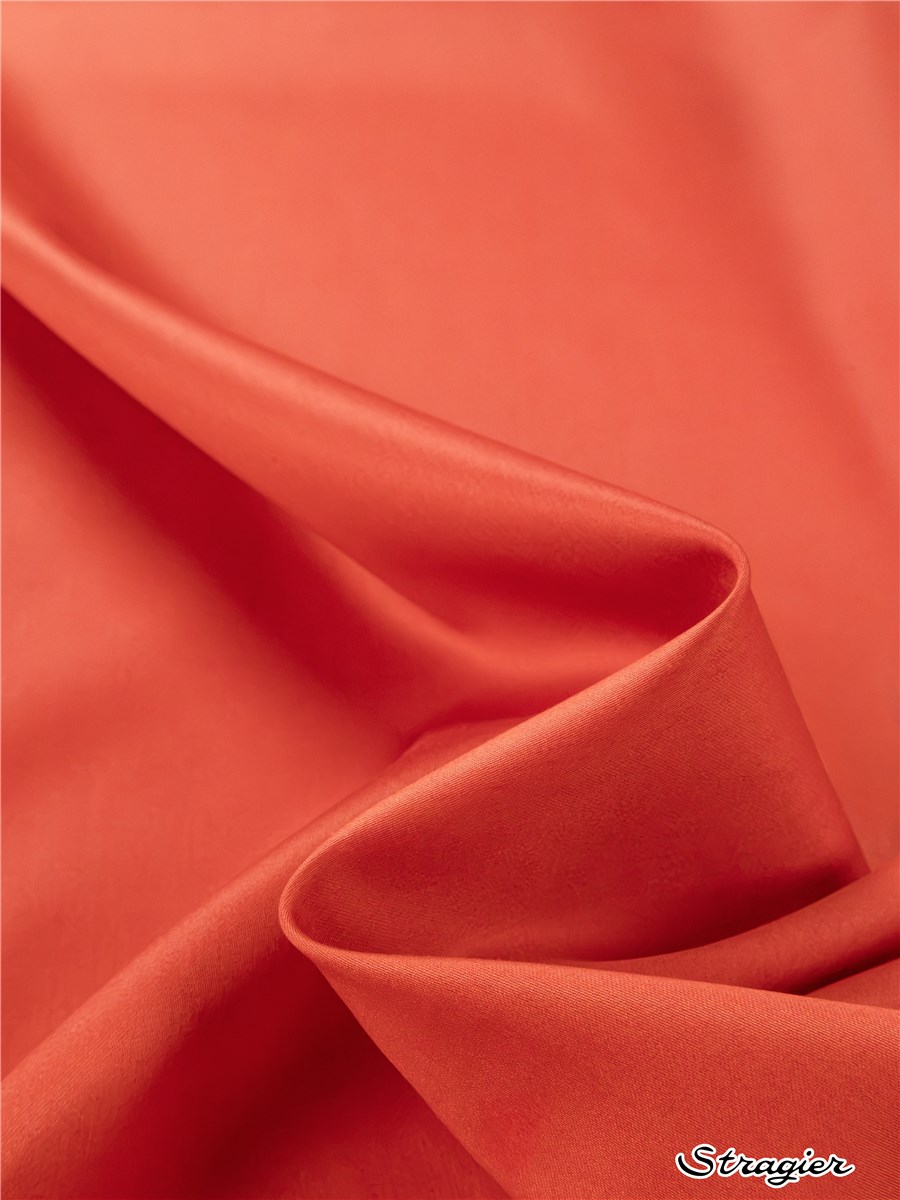 Satin de Coton longues fibres - Uni - Corail - 300 cm