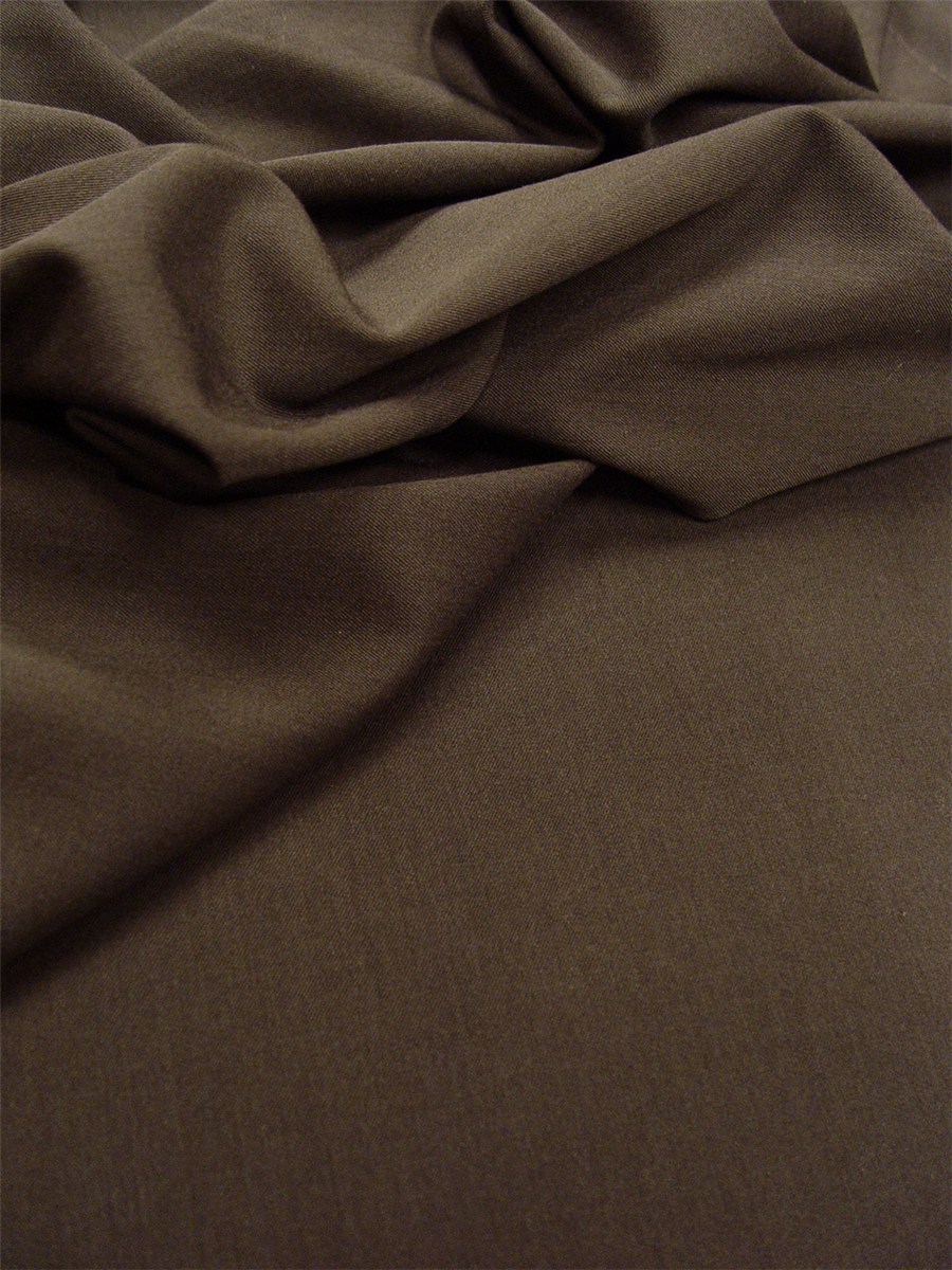 Twill Laine Micro bi-stretch - Uni - Brun chiné