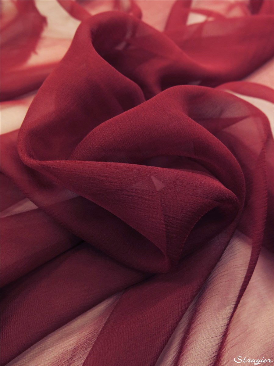 Silk Chiffon - Plain - Burgundy
