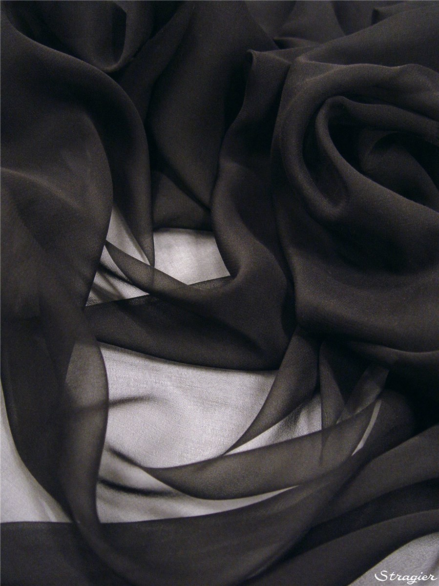 Crêpe Georgette en Soie - Uni - Black
