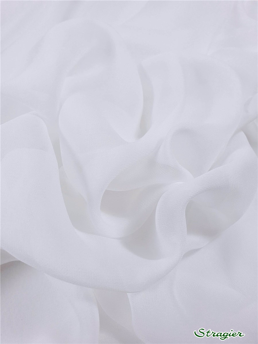 Crêpe Georgette en Soie - Uni - White