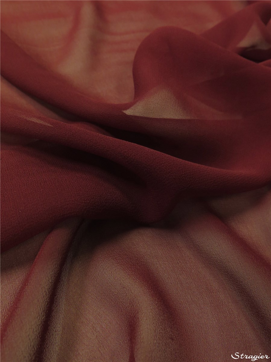 Crêpe Georgette en Soie - Uni - Garnet