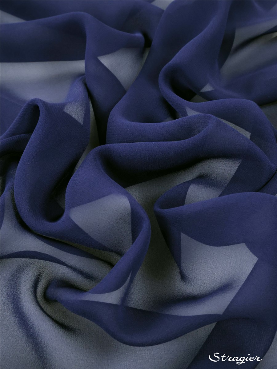 Crêpe Georgette en Soie - Uni - Navy