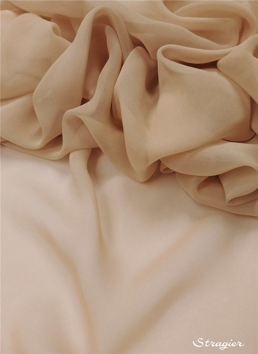 Crêpe Georgette en Soie - Uni - Pearl