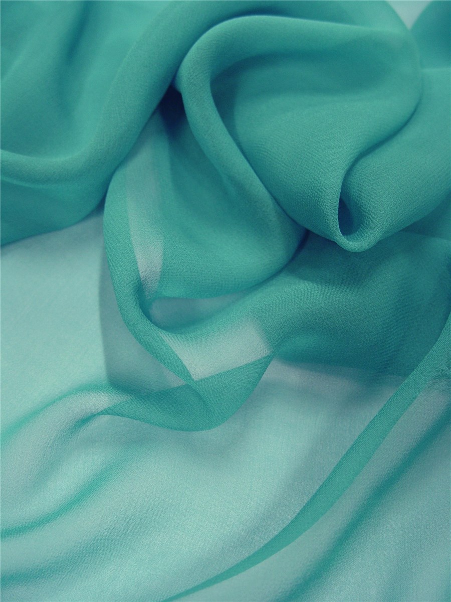 Crêpe Georgette en Soie - Uni - Teal
