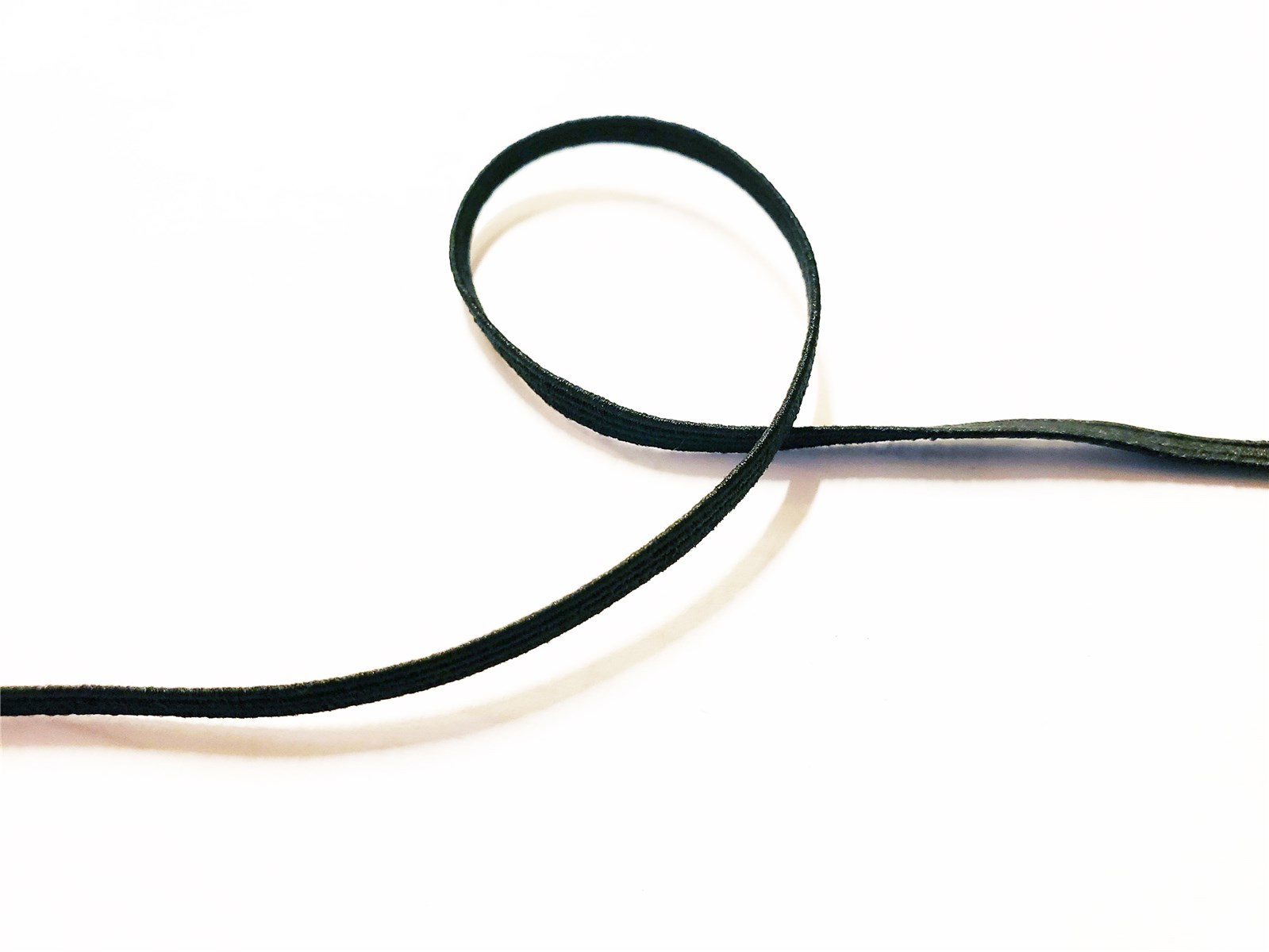 Elastique tressé doux - Uni - Noir - 3 mm