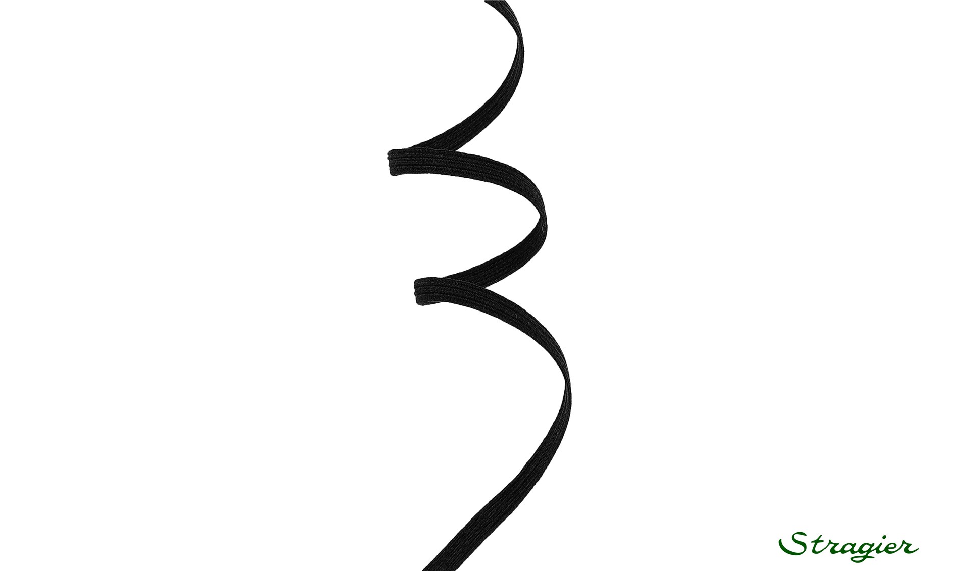 Elastique tressé doux - Uni - Noir - 4,5 mm