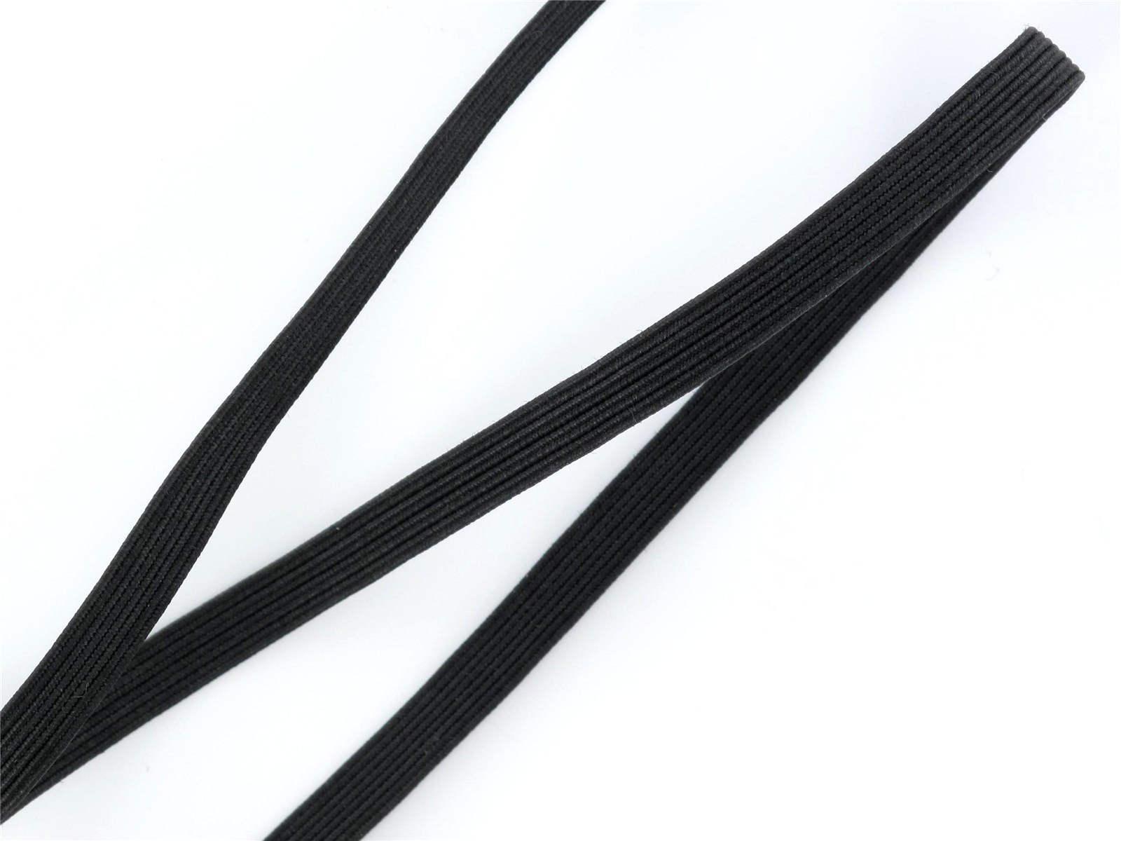 braided Elastic Tape - soft - Plain - Noir - 7,5 mm