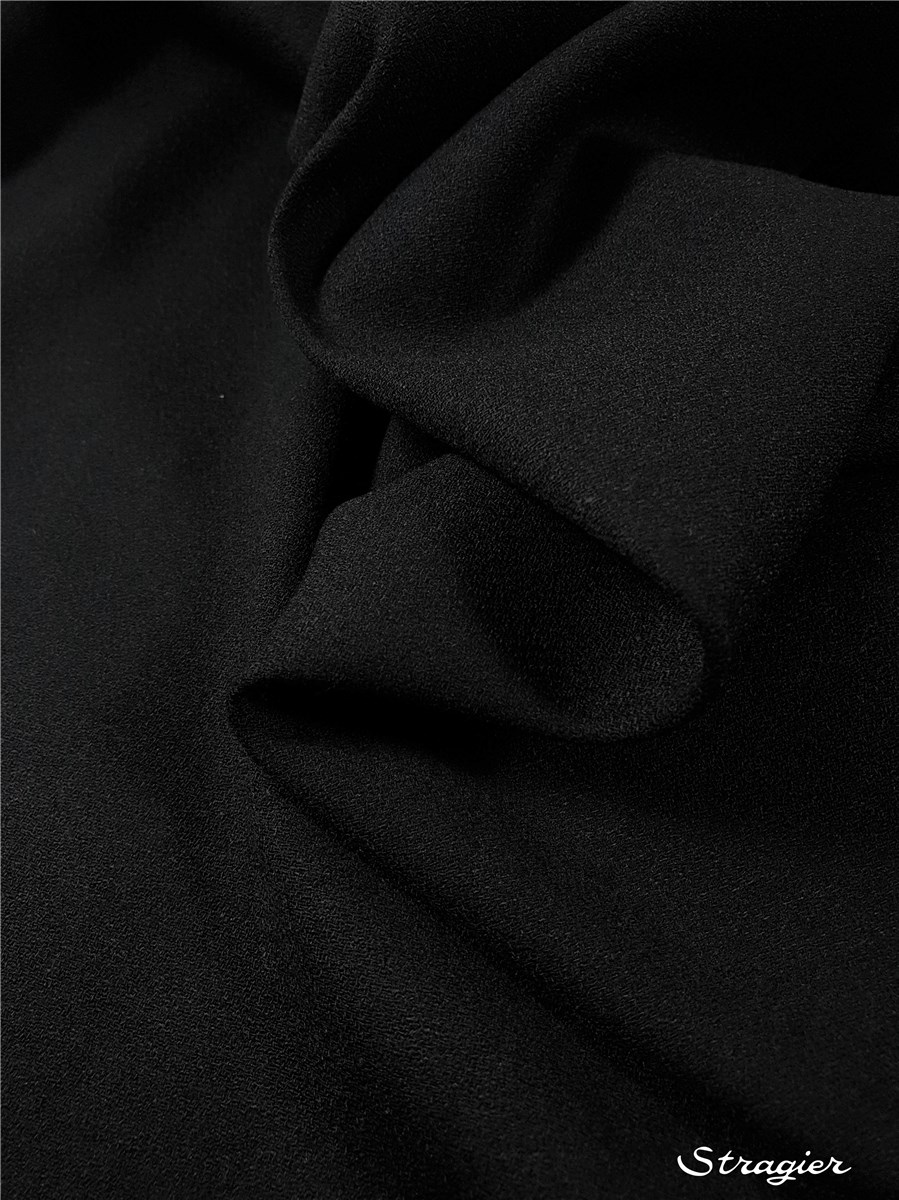 Double crêpe sergé extensible - Uni - Noir 
