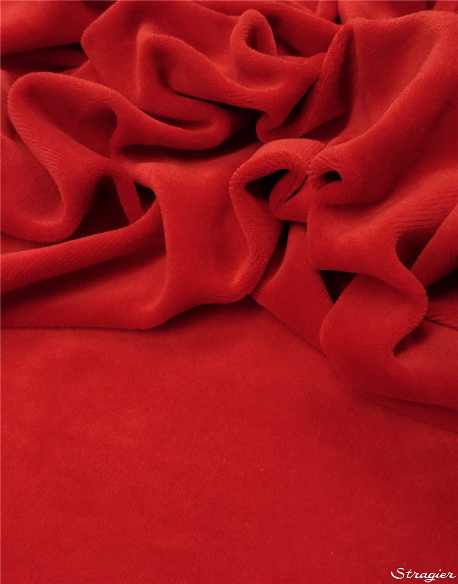 Jersey Velours Nicki - Uni - Rouge 